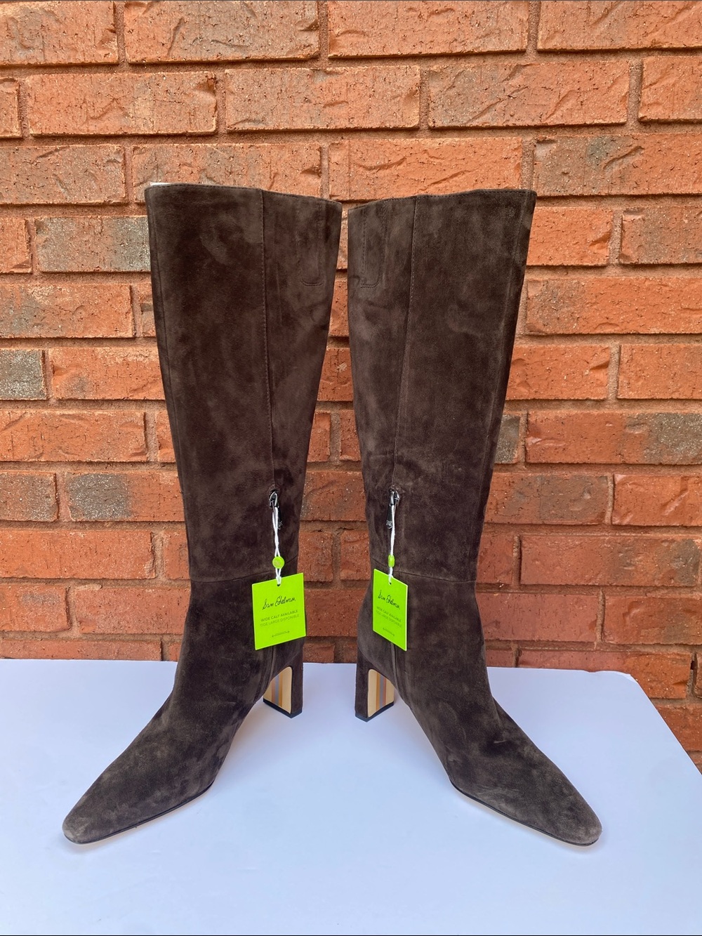 Sam Edelman Brown Suede Knee-High Heeled Boots 9 - Picture 3 of 11
